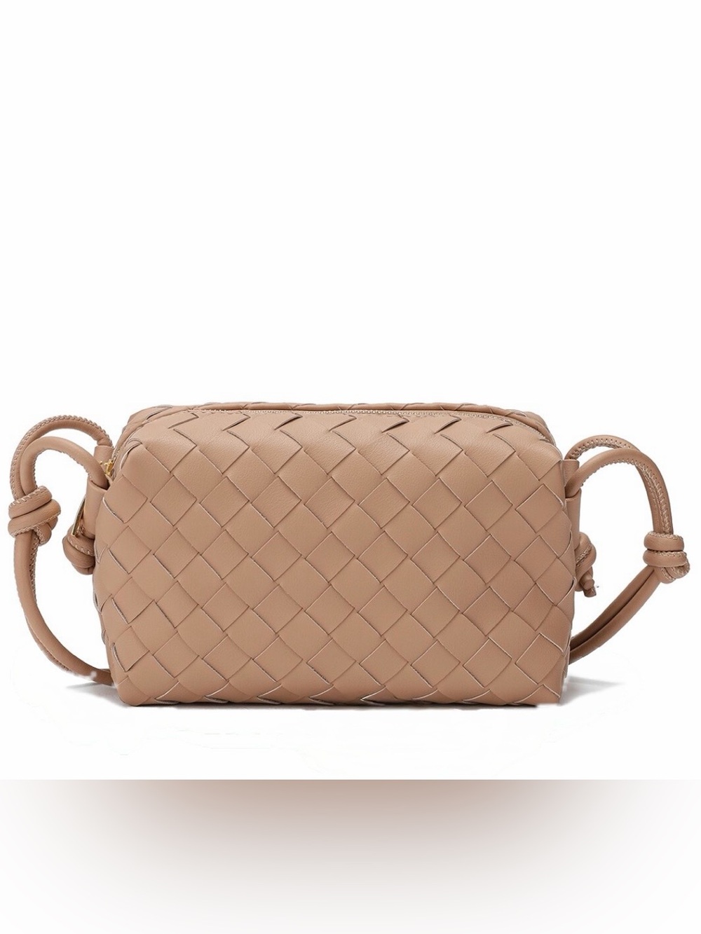 Woven genuine Leather Crossbody Bag in Tan/caramel